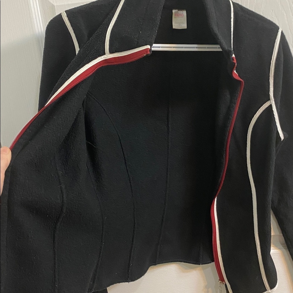 Roots Athletics Womens Fleece Black White Piping Long Sleeve Zip Sweater Size XS - Picture 6 of 6